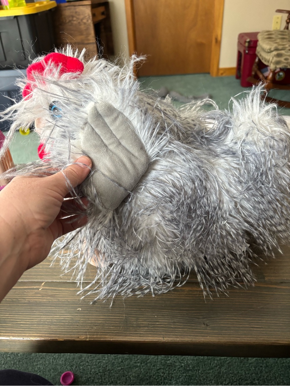 Plush Gray Chicken Toy with Red Comb - Brand: - Picture 2 of 9
